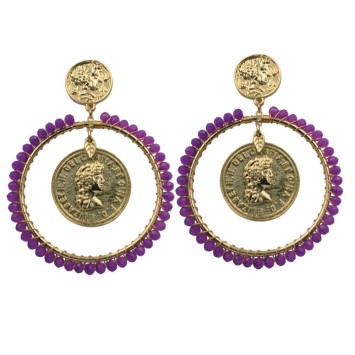 PENDIENTE MONEDAS CON BOLITAS