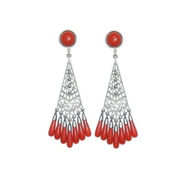 PENDIENTE CORAL FLAMENCA