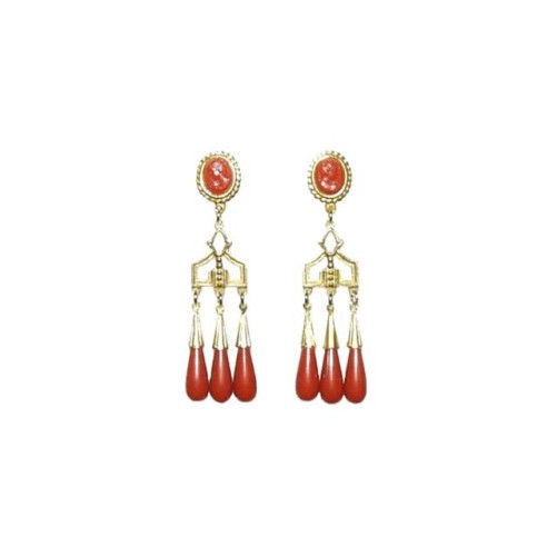 PENDIENTE CORAL FLAMENCA