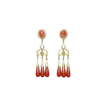 PENDIENTE CORAL FLAMENCA