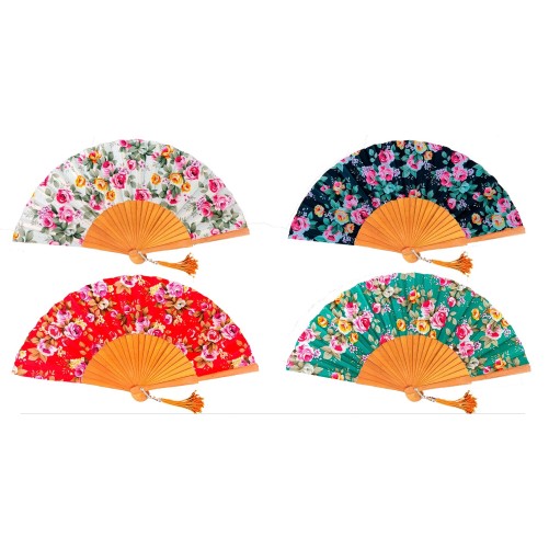 ABANICO MADERA LUJO FLORES