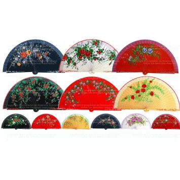 ABANICO PINTADO A MANO A UNA CARA.