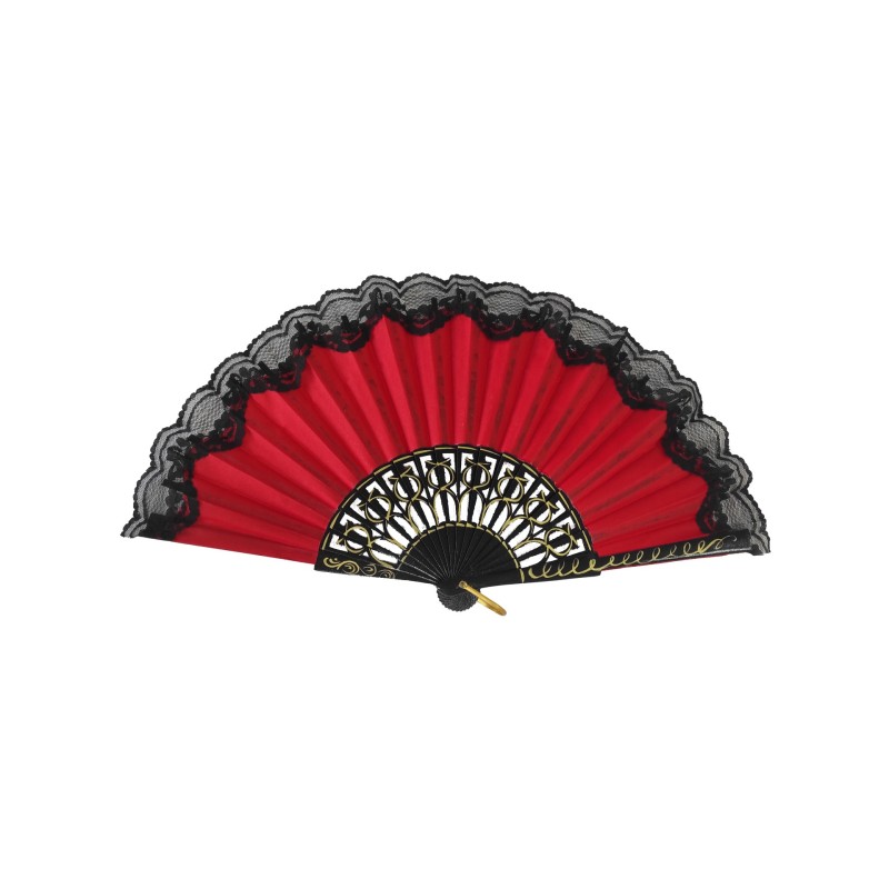 ABANICO MADERA CON PUNTILLA ABANICO MADERA CON PUNTILLA