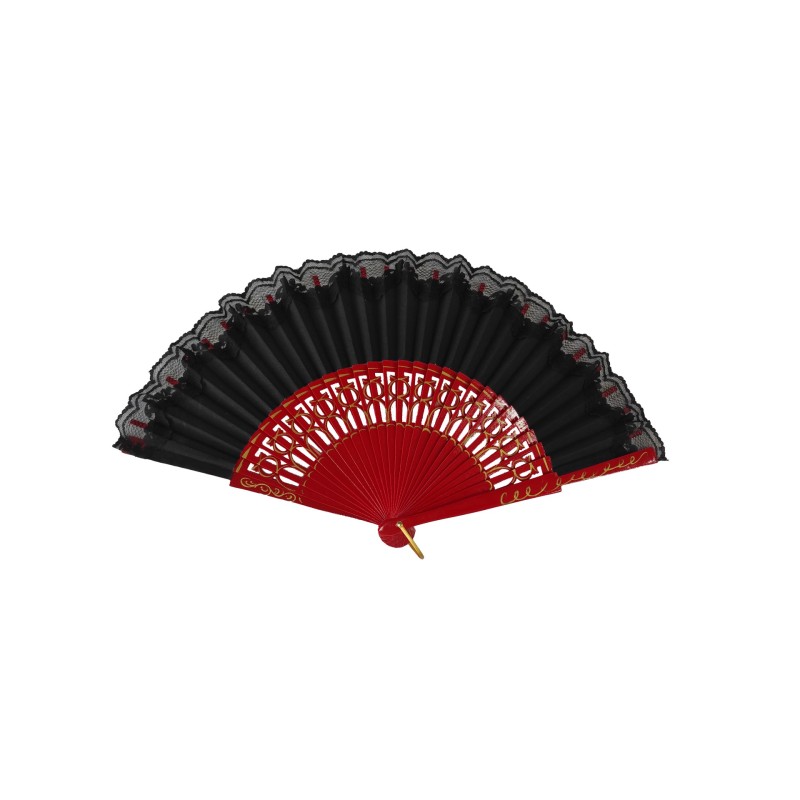 ABANICO MADERA CON PUNTILLA ABANICO MADERA CON PUNTILLA