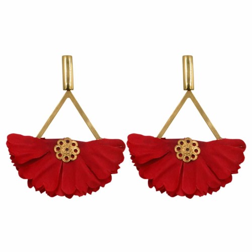 PENDIENTE CON PETALOS DE TELA