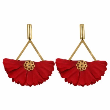 PENDIENTE CON PETALOS DE TELA