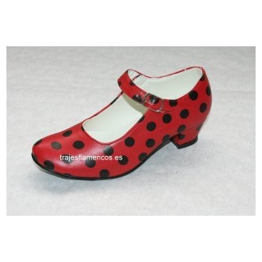 Zapato Adulto Rojo con lunar negro
