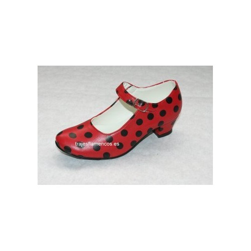 Zapato Adulto Rojo con lunar negro