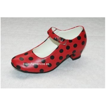 Zapato Adulto Rojo con lunar negro
