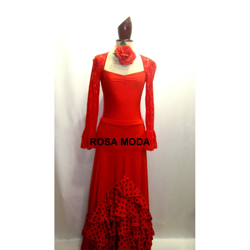 Falda lisa con 5 Volantes