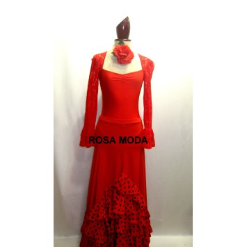 Falda lisa con 5 Volantes