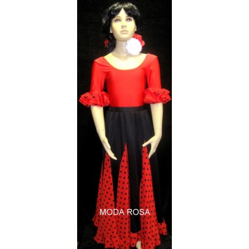 Conjunto Niña Falda Godets + Body Volantes