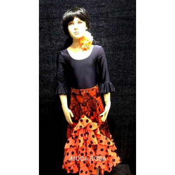 Conjunto Niña Falda de Volantes + Body con Volante