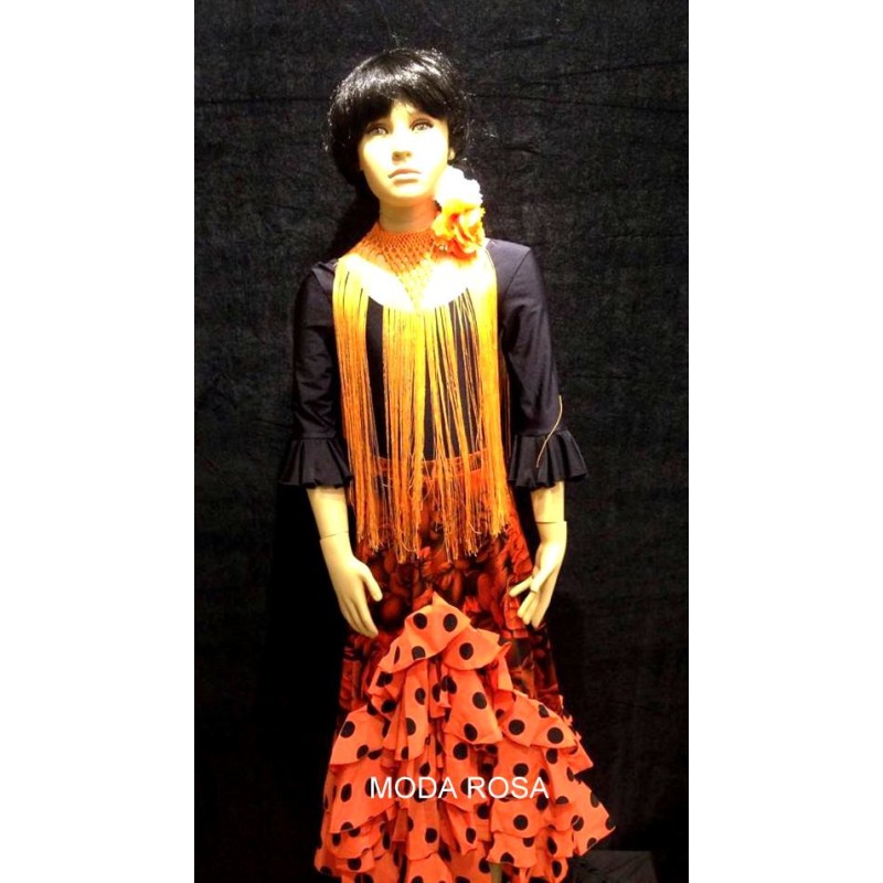 Conjunto de niña Falda + body + fleco Conjunto de niña Falda + body + fleco