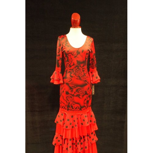 Vestido estampado con mangas y con volantes