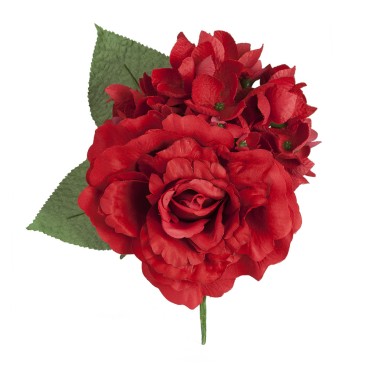 FLOR FLAMENCA RAMILLETE CON ROSA