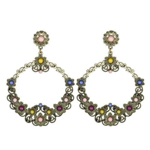 PENDIENTE FLAMENCA METAL CON BOLAS