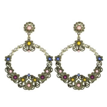 PENDIENTE FLAMENCA METAL CON BOLAS