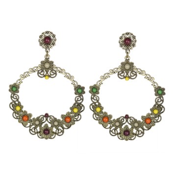 PENDIENTE FLAMENCA METAL CON BOLAS