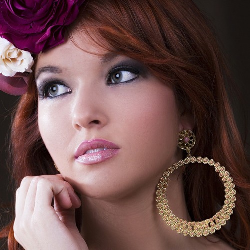 PENDIENTE FLAMENCA DORADO BOLITAS