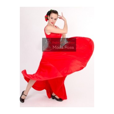 Vestido de Flamenca Liso de Tirantes de Godets
