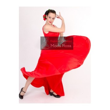 Vestido de Flamenca Liso de Tirantes de Godets