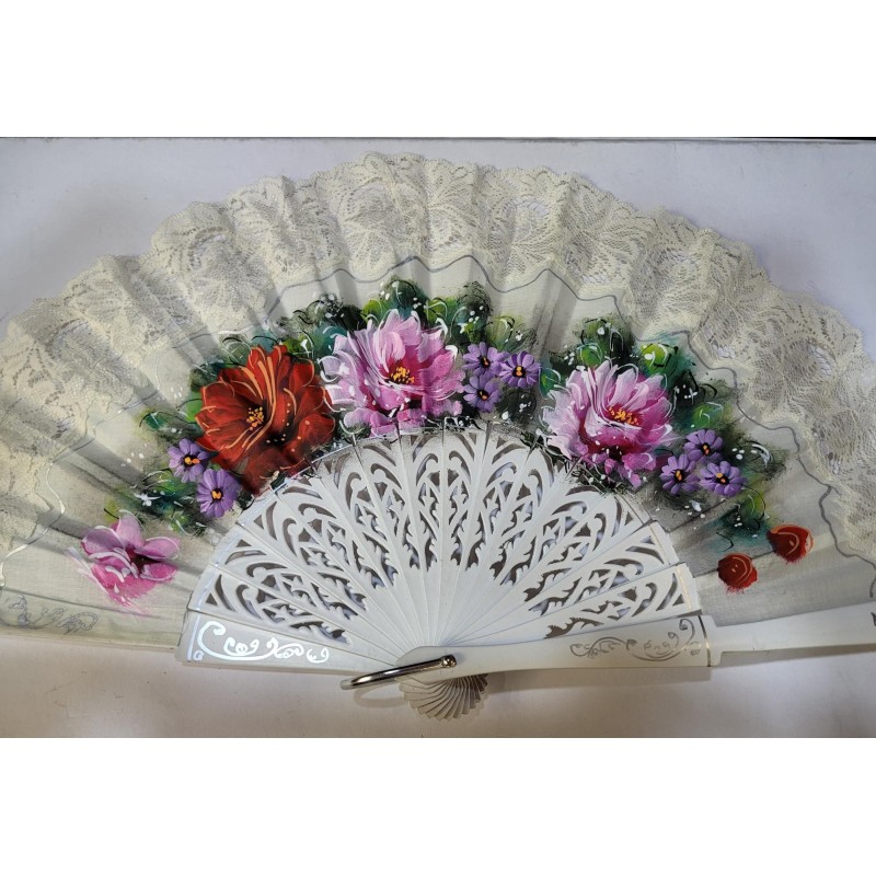 Abanico de Madera con puntilla