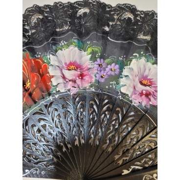 Abanico de Madera con puntilla