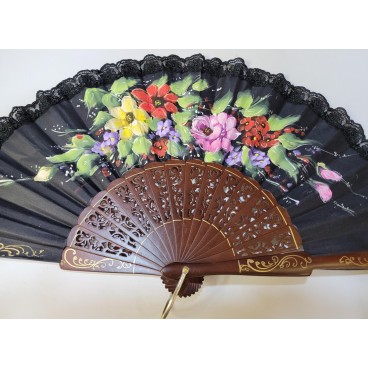 Abanico de Madera con puntilla