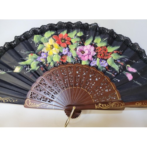 Abanico de Madera con puntilla