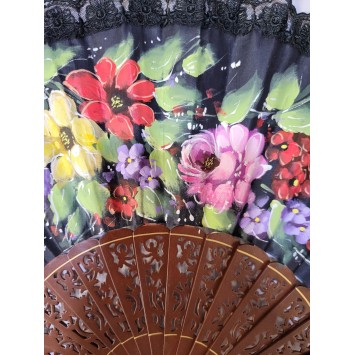 Abanico de Madera con puntilla