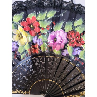 Abanico de Madera con puntilla