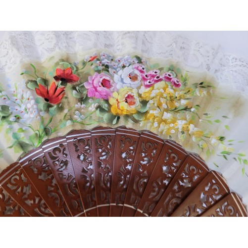 Abanico de Madera con puntilla