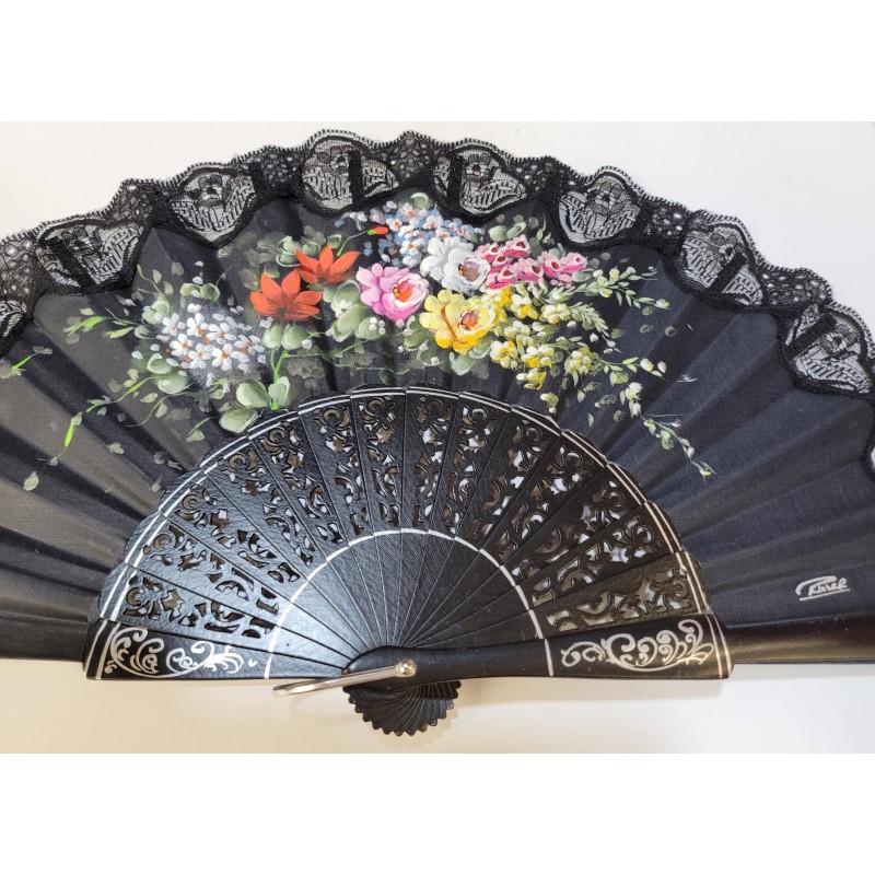 Abanico de Madera con puntilla