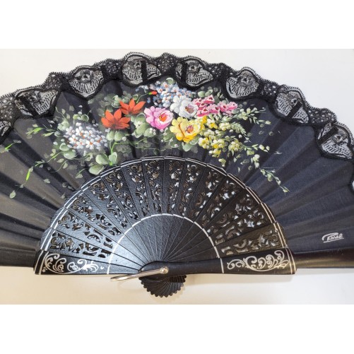 Abanico de Madera con puntilla