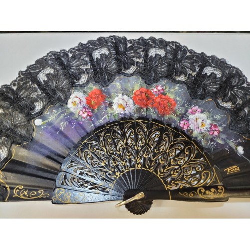 Abanico de Madera con puntilla