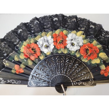 Abanico de Madera con puntilla