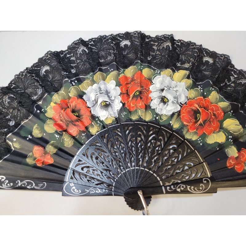 Abanico de Madera con puntilla