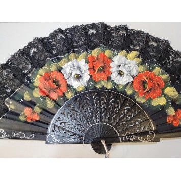 Abanico de Madera con puntilla