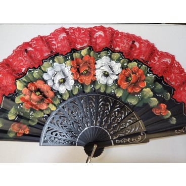 Abanico de Madera con puntilla