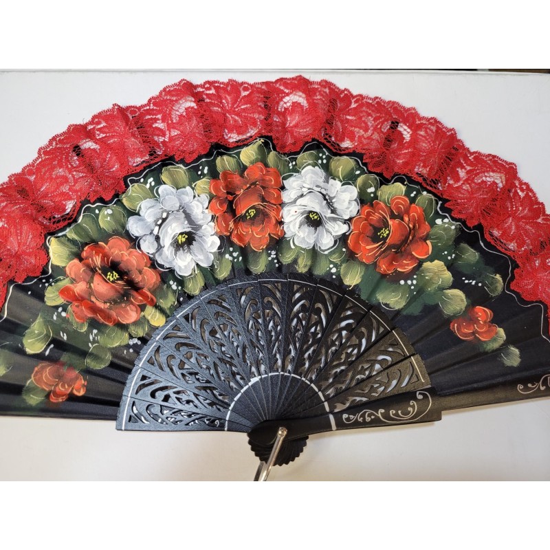 Abanico de Madera con puntilla