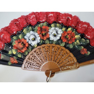 Abanico de Madera con puntilla