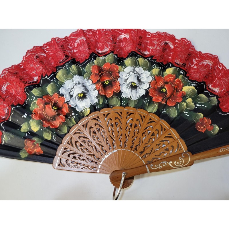 Abanico de Madera con puntilla