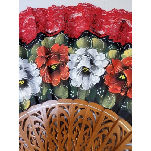 Abanico de Madera con puntilla