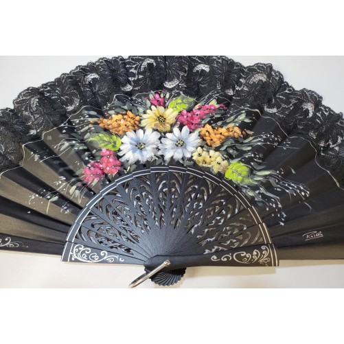 Abanico de Madera con puntilla