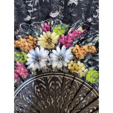 Abanico de Madera con puntilla