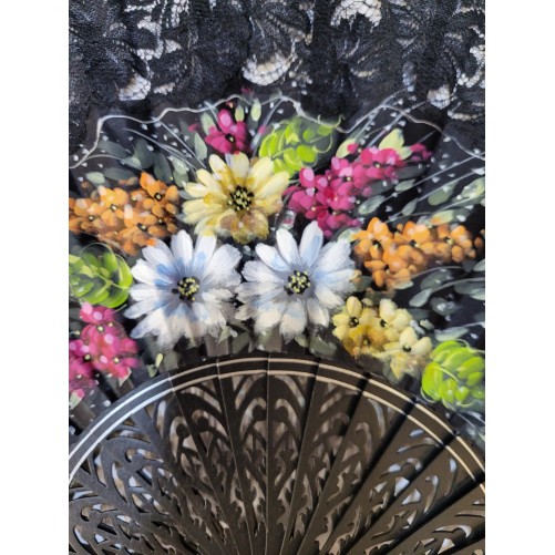 Abanico de Madera con puntilla