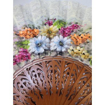 Abanico de Madera con puntilla
