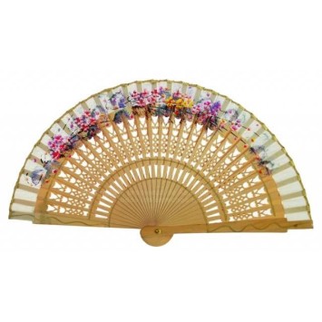 Abanico fiesta flores pintado 16CM