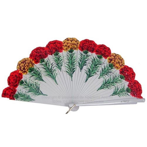 Abanico madera claveles 23CM
